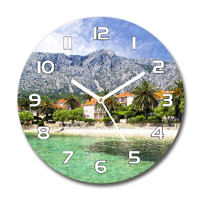 Wanduhr glas rund Strand in Kroatien