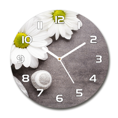 Wanduhr glas rund Gerbera