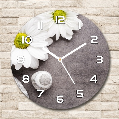 Wanduhr glas rund Gerbera