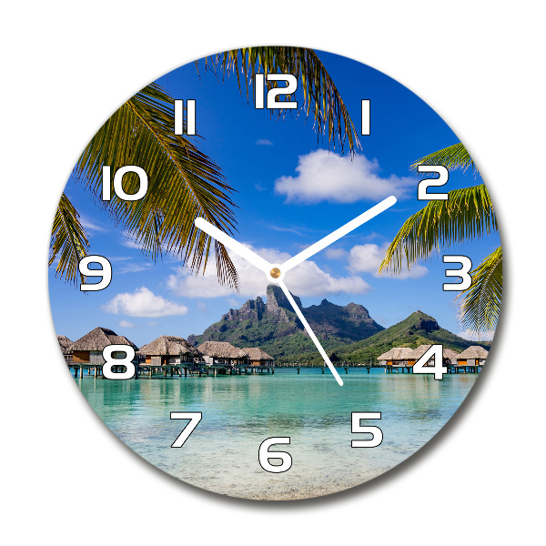 Wanduhr glas rund Palmen in Bora Bora