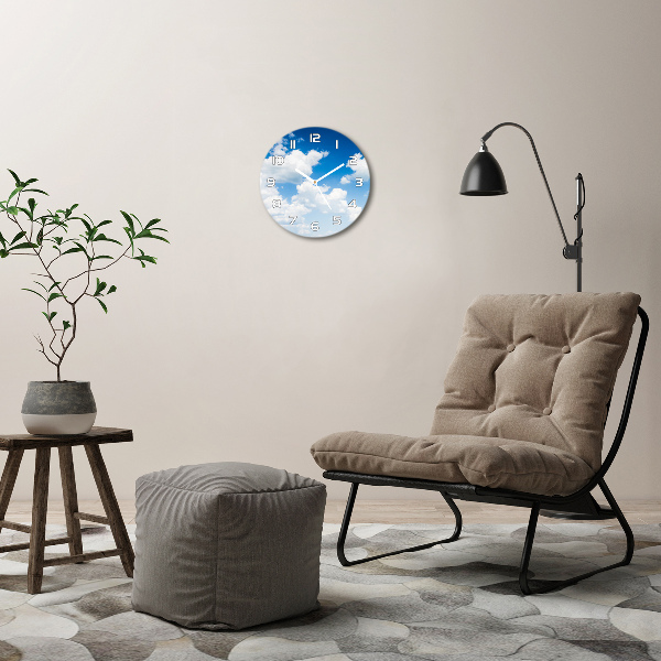 Wanduhr glas rund Wolken am Himmel