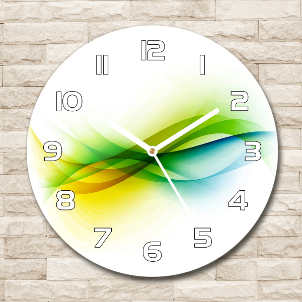 Wanduhr glas rund Abstrakte Wellen