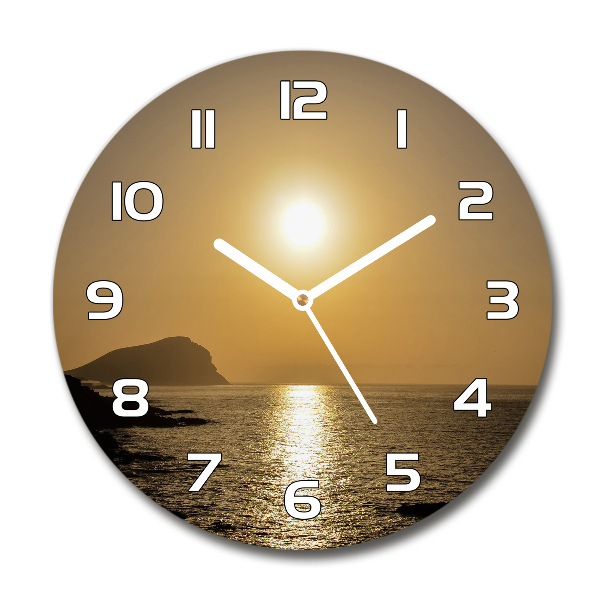 Wanduhr glas rund Sonnenuntergang am Meer