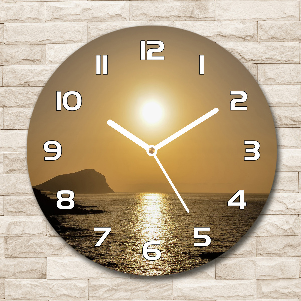 Wanduhr glas rund Sonnenuntergang am Meer