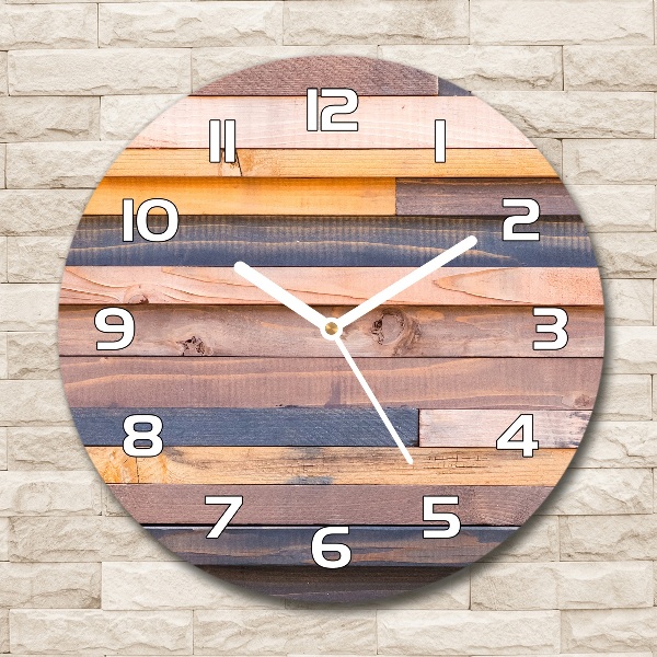 Wanduhr glas rund Holzwand