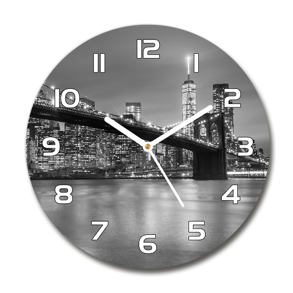 Wanduhr glas rund New York bei Nacht