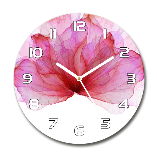 Wanduhr rund Rosa Blume