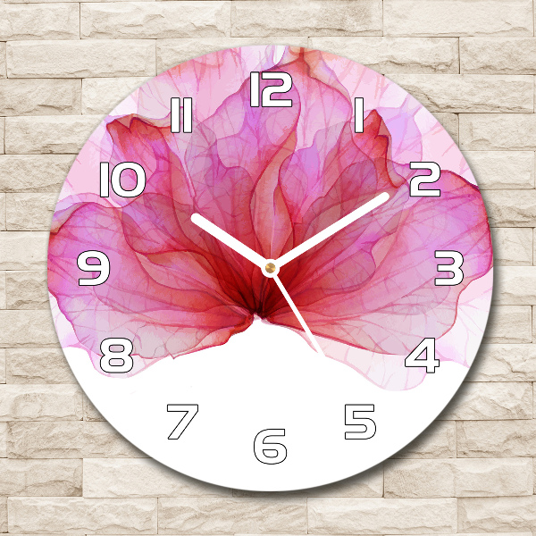 Wanduhr rund Rosa Blume