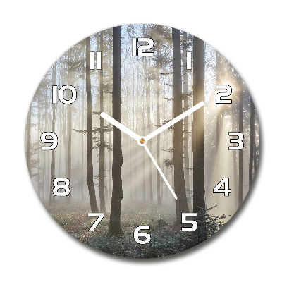 Wanduhr rund Nebel im Wald