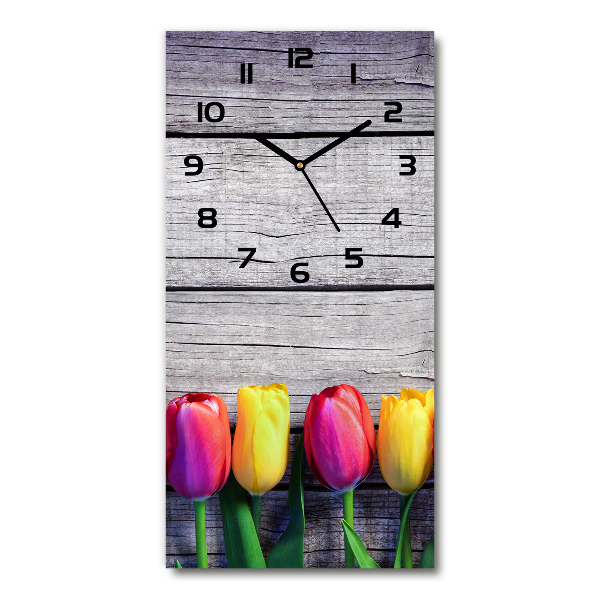 Wanduhr Bunte Tulpen