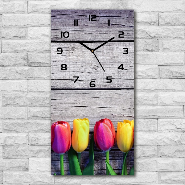 Wanduhr Bunte Tulpen