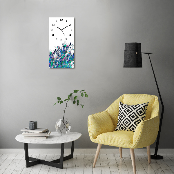 Wanduhr Pfauenfedern