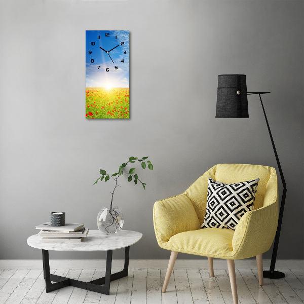 Moderne wanduhr Mohnfeld