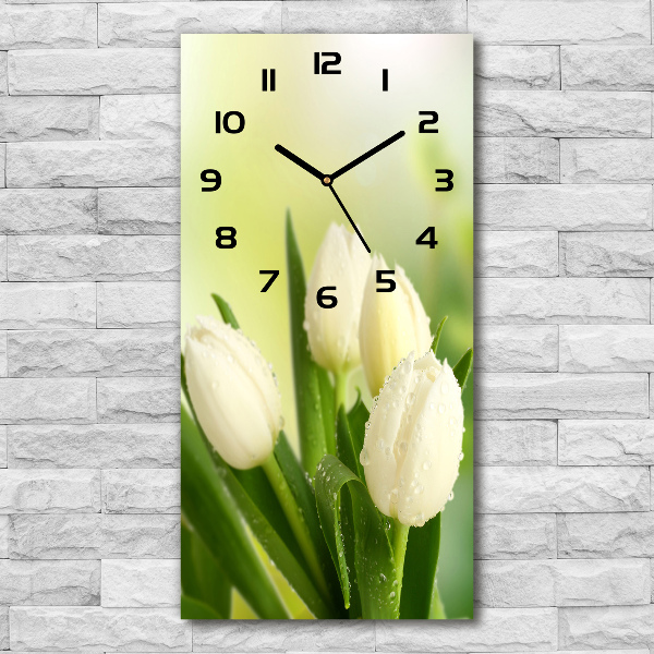 Moderne wanduhr Weiße Tulpen