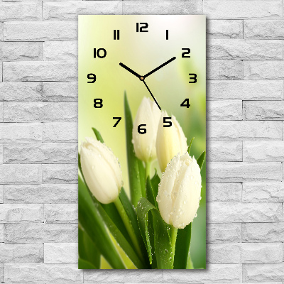 Moderne wanduhr Weiße Tulpen