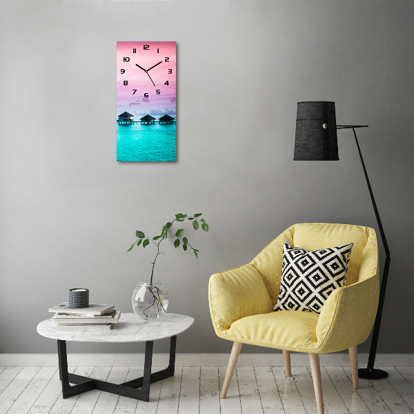 Wanduhr Bungalows am Wasser