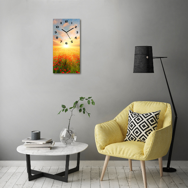 Moderne wanduhr Mohnfeld