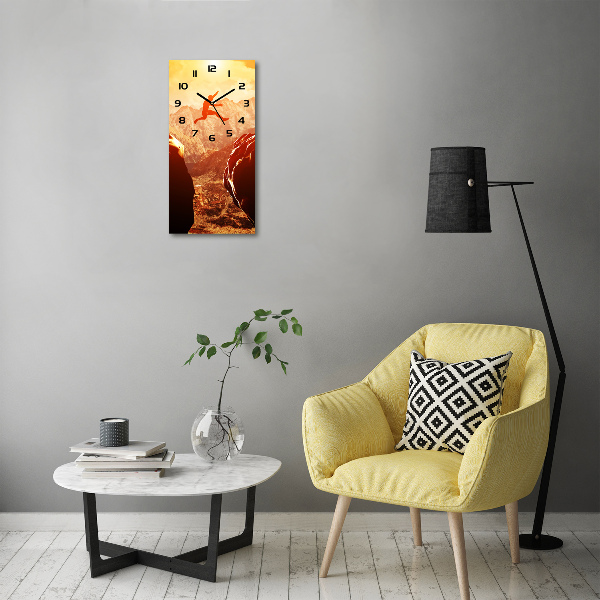 Moderne wanduhr Spring über den Abgrund