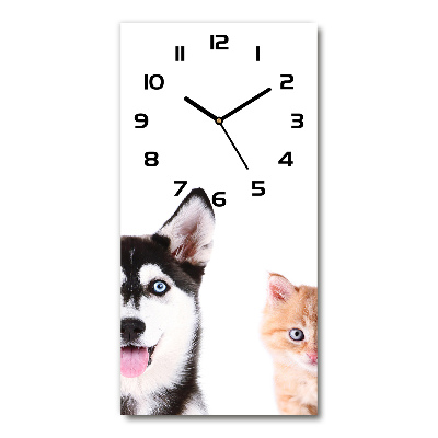 Moderne wanduhr Hund und Katze