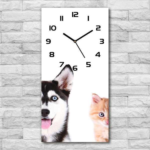 Moderne wanduhr Hund und Katze