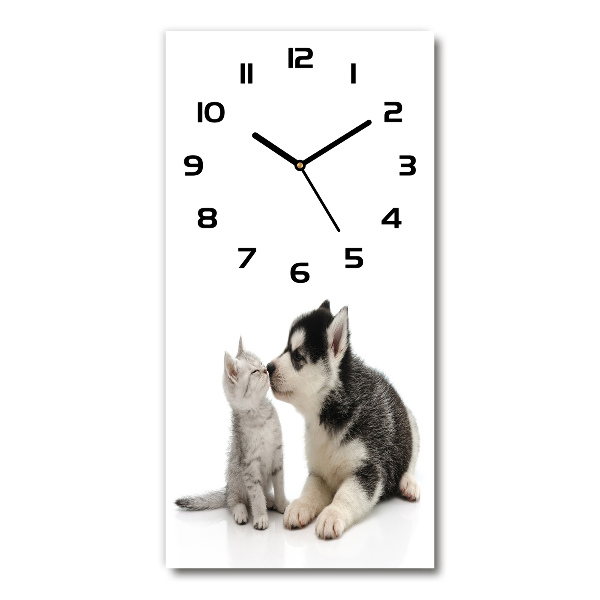 Wanduhr Hund und Katze