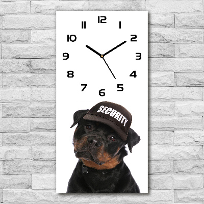 Wanduhr Rottweiler mit Mütze