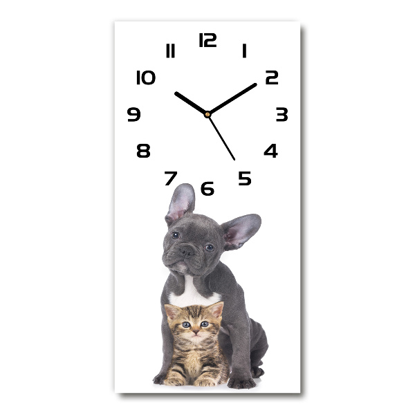 Moderne wanduhr Hund und Katze