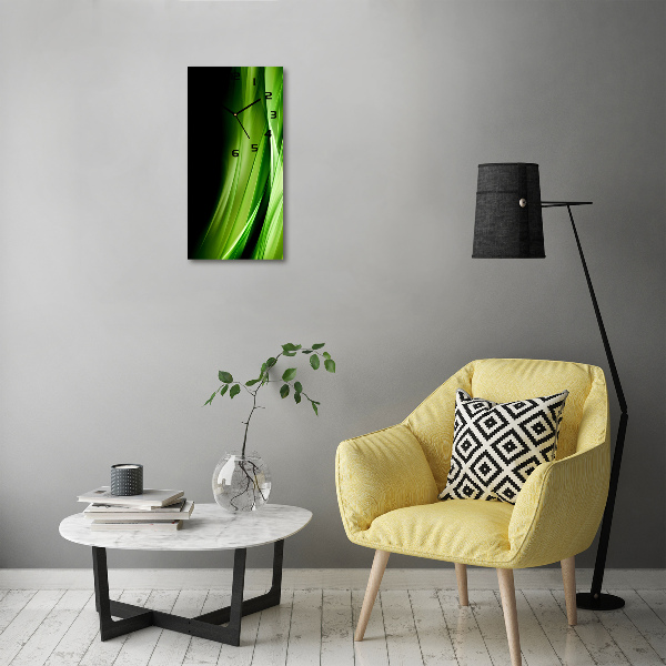 Moderne wanduhr Hintergrund mit grünen Wellen