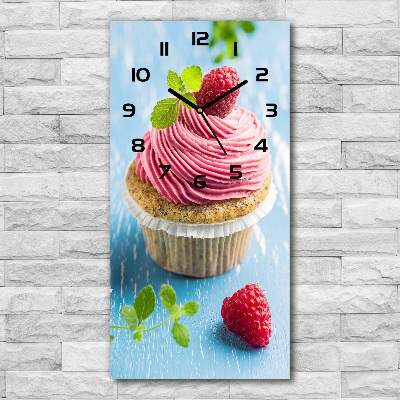 Moderne wanduhr Himbeer-Cupcake