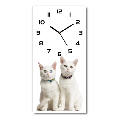 Moderne wanduhr Zwei weiße Katzen