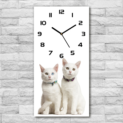 Moderne wanduhr Zwei weiße Katzen