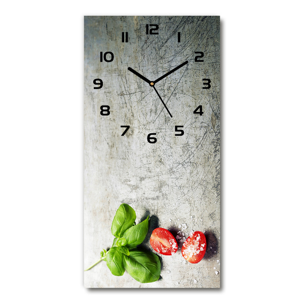 Moderne wanduhr Tomaten und Basilikum