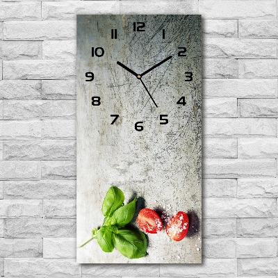 Moderne wanduhr Tomaten und Basilikum