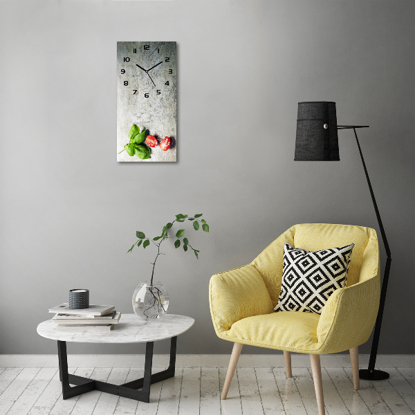 Moderne wanduhr Tomaten und Basilikum