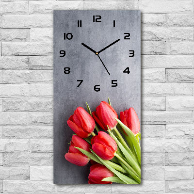 Moderne wanduhr Rote Tulpen