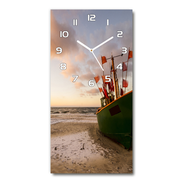 Wanduhr aus glas Fischerboot