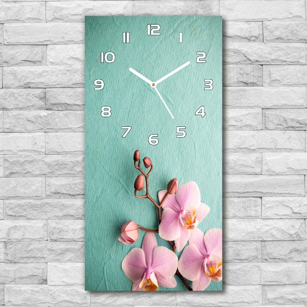 Wanduhr aus glas Rosa Orchidee