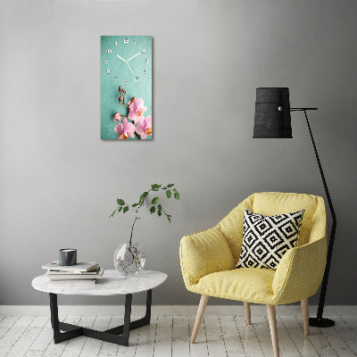 Wanduhr aus glas Rosa Orchidee