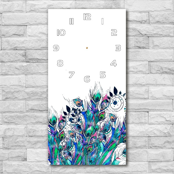 Vertikale Uhr Pfauenfedern