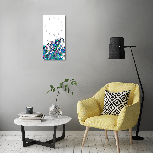 Vertikale Uhr Pfauenfedern