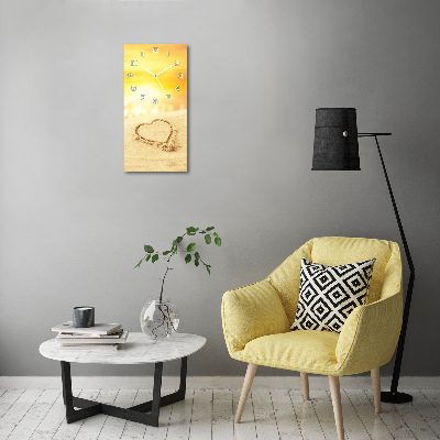 Wanduhr aus glas Herz am Strand