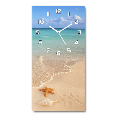 Wanduhr aus glas Seesterne am Strand