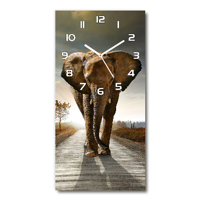 Wanduhr aus glas Laufender Elefant