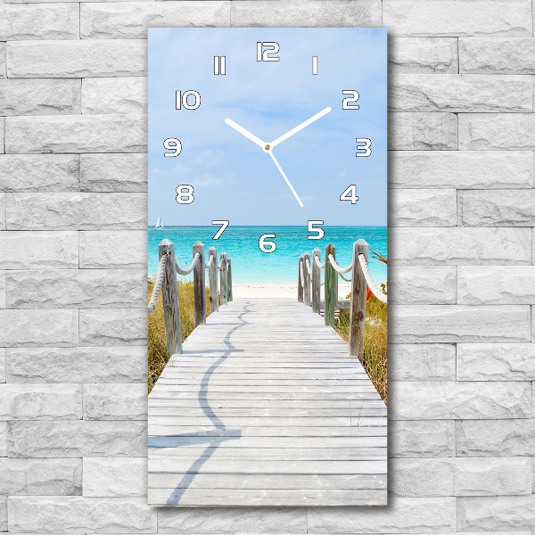 Wanduhr aus glas Weg zum Strand