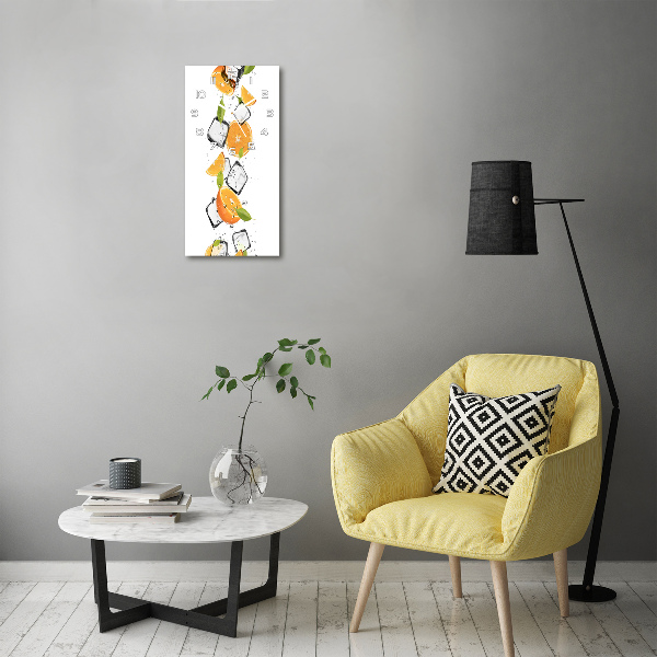 Wanduhr aus glas Orangen und Eis