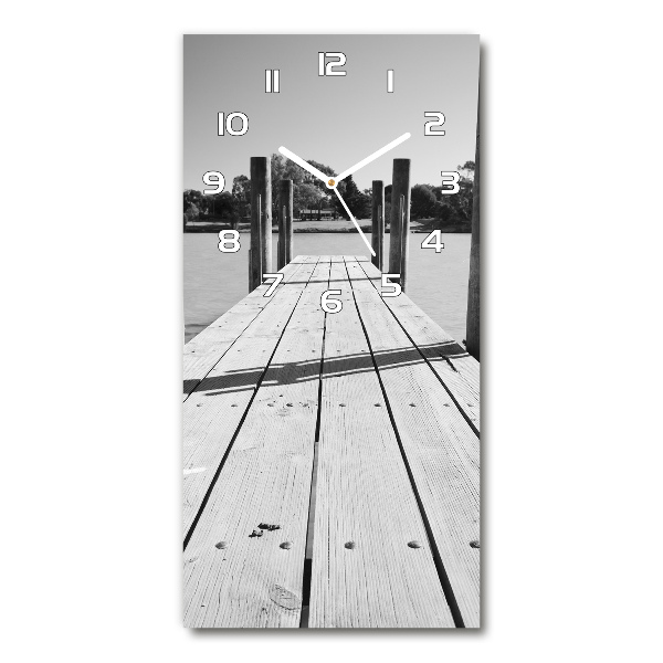 Wanduhr aus glas Holzsteg