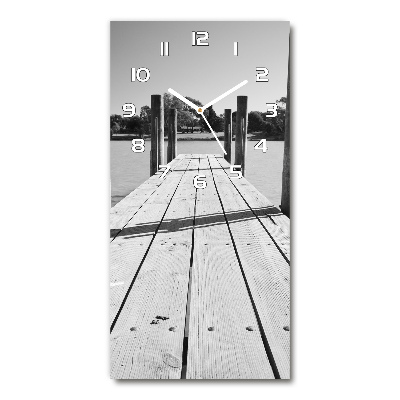 Wanduhr aus glas Holzsteg