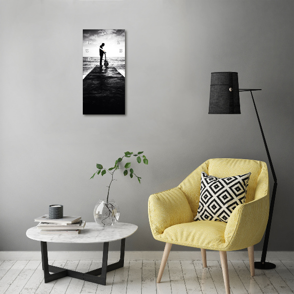 Wanduhr aus glas Gitarrist auf dem Pier