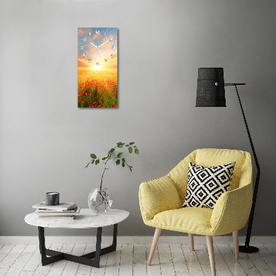 Wanduhr aus glas Mohnfeld