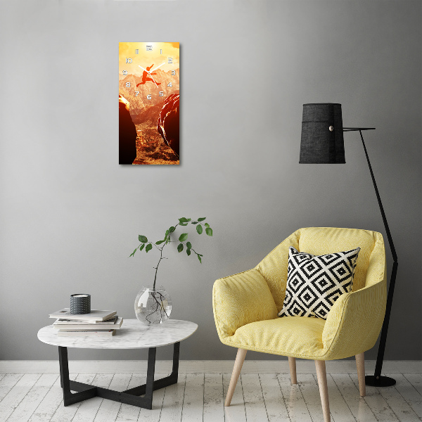 Wanduhr aus glas Spring über den Abgrund